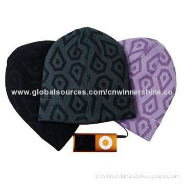 Wired Headphones with Winter Plain Knit Beanies and Built-in Stereo Headphone Speaker